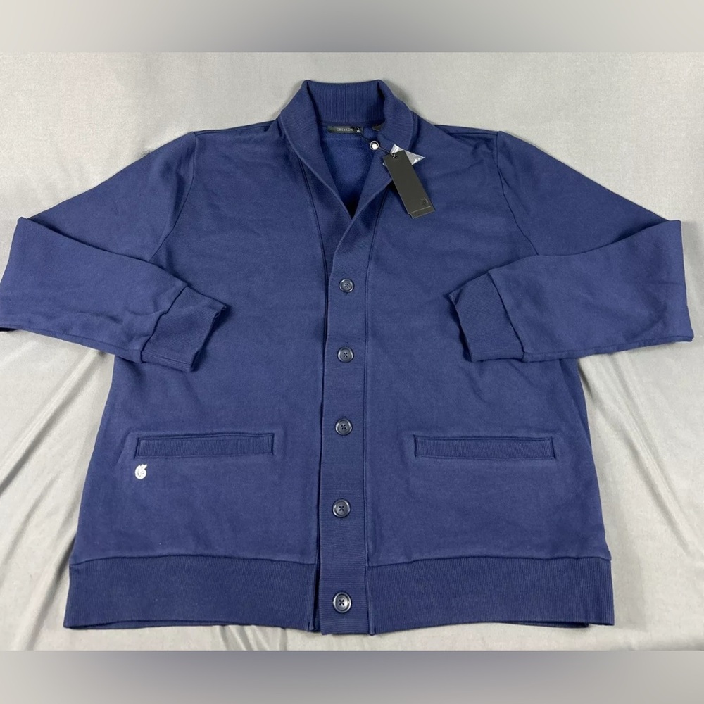 Greyson Lake Fleece Cardigan Sweater XXL Maltese Blue Cotton Polyester